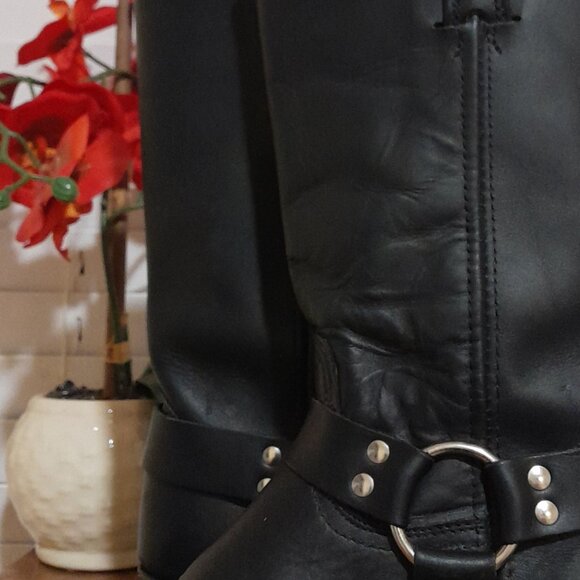 Frye U.S.A Made 12R Women's Harness Biker Boots Black Leather Sz 9.5M - Picture 8 of 15